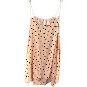 Tank Top Blouse with Pink and Black Hearts